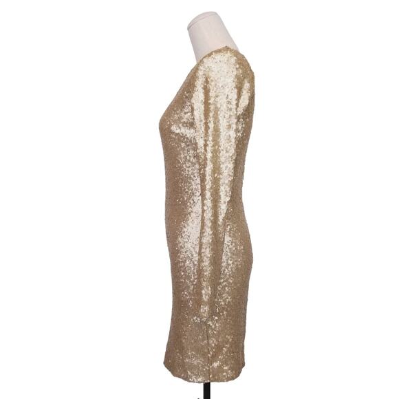 Dress The Population Gold Mini Sequin Bodycon Dress Sz Small - Picture 4 of 10